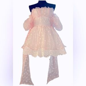 NWT Dolls Kill Sugar Thrillz Gossamer Dreams floral eyelet bow Mini Dress Large